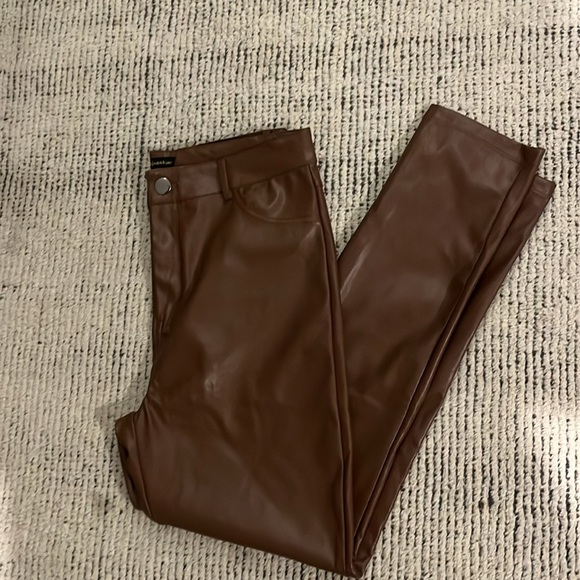Shinestar Vegan Leather brown pants size Large - Picture 1 of 9